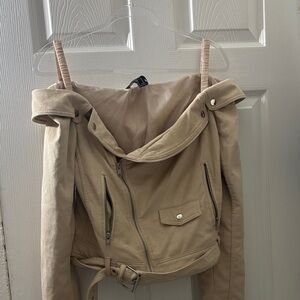 Forever 21 Beige Off the Shoulder Jacket
